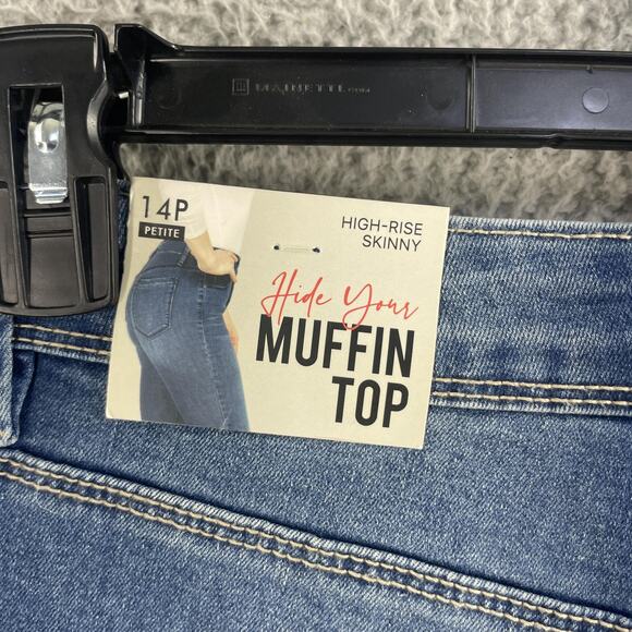 Royalty For Me Jeans Womens 14P x26 Blue Ankle High-Rise Skinny Petite Rip Tear - Picture 11 of 15